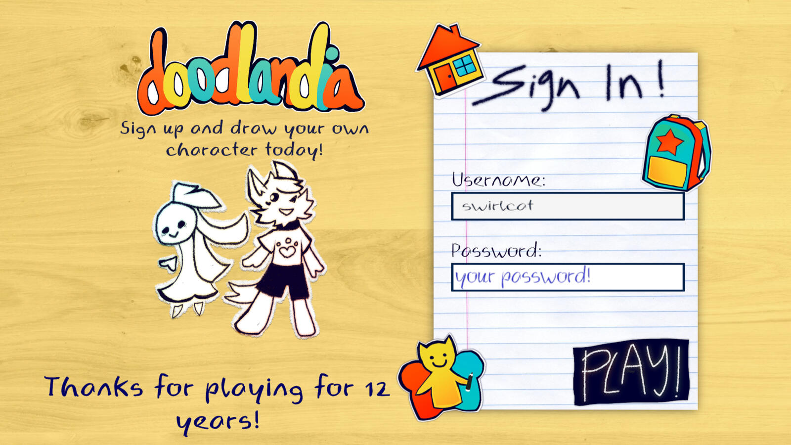 Login screen.