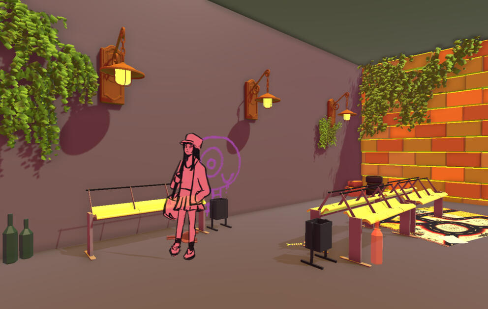 The second station - an energetic wake-up call to your daily routine. After helping a lost child, all the trash turns into toys.